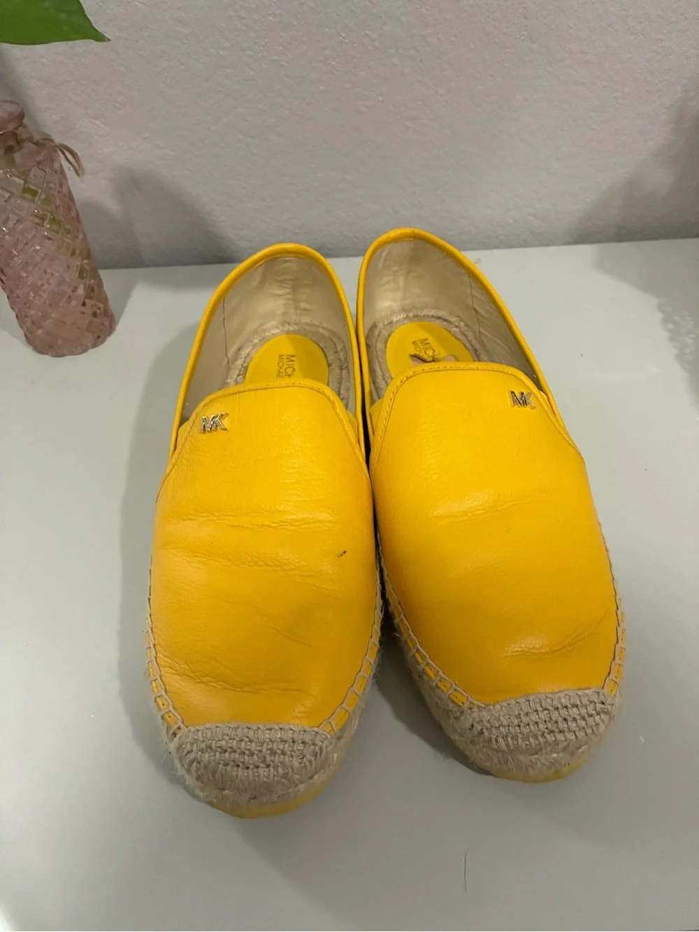 Michael Kors Bright Yellow Leather Espadrille Slip-Ons